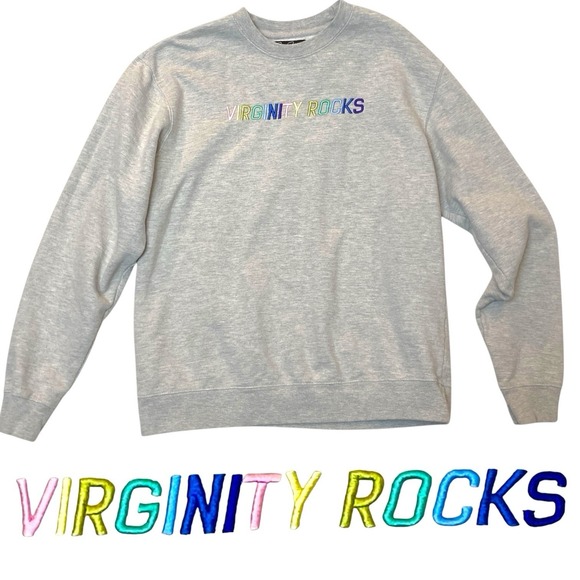 Danny Duncan Tops - Danny Duncan Virginity Rocks‎ Embroidered Sweatshirt Adult L Edgy Novelty Funny